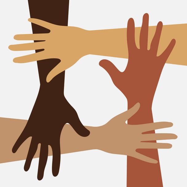 Mãos. Dia Internacional da Eliminação da Discriminação Racial. Igualdade de oportunidades e direitos independentemente da cor da pele, religião ou etnia.  - Foto, Imagem
