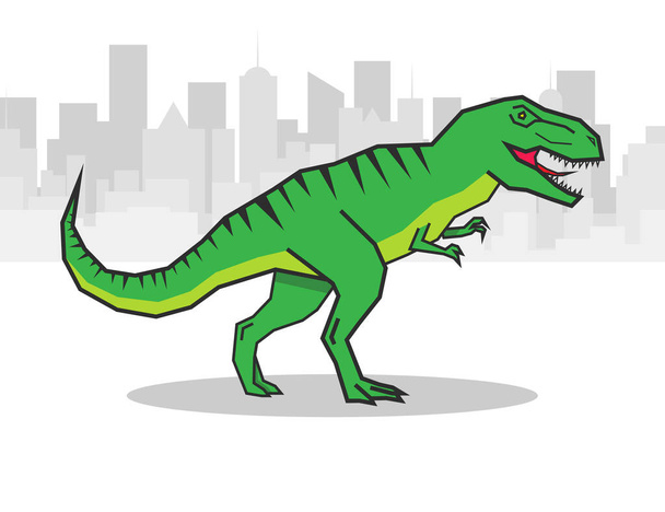 Зеленый ревущий тираннозавр. Доисторический плотоядный динозавр T-rex - Вектор,изображение