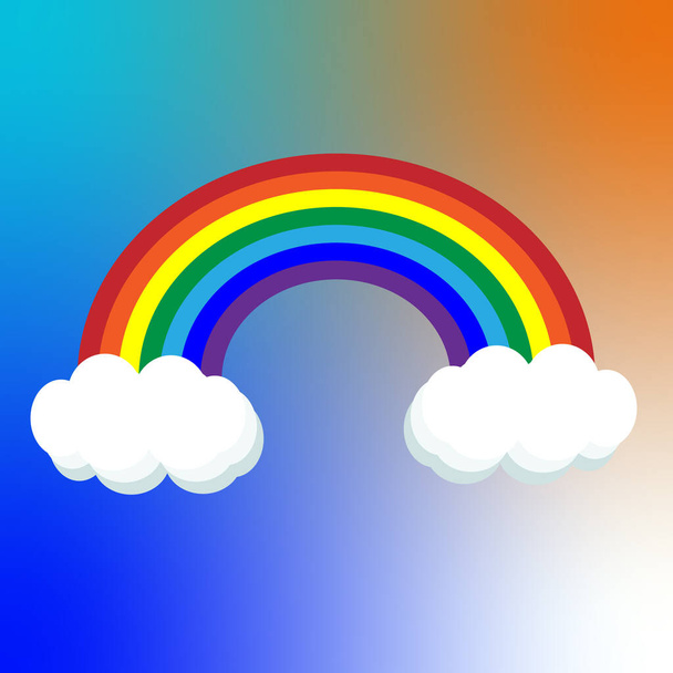  Rainbow with clouds and colorful background, Vector of rainbows and colors - Vector, imagen