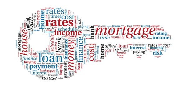 Mortgage Concept - Key shaped word cloud - Vector, Image