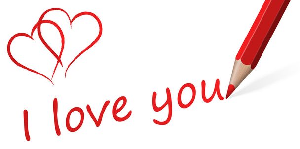 Карандаш с текстом "Я люблю тебя
 " - Вектор,изображение