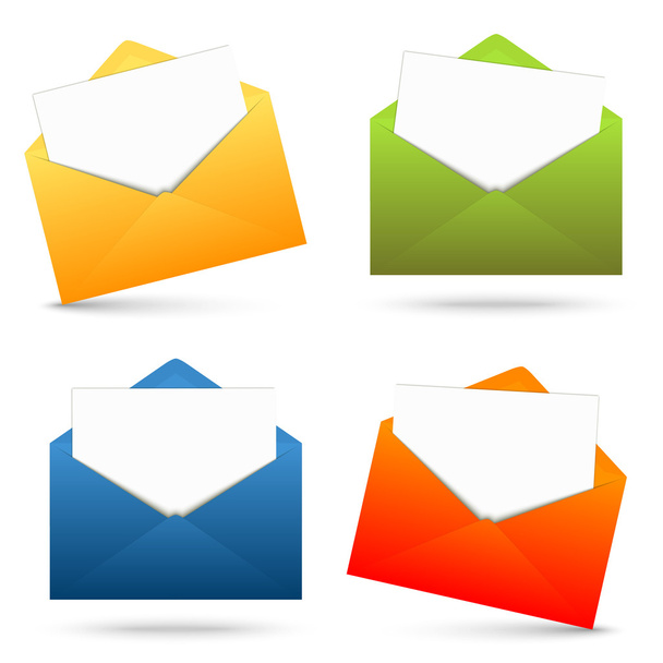 Collection of open envelopes and white paper - Vector, Image