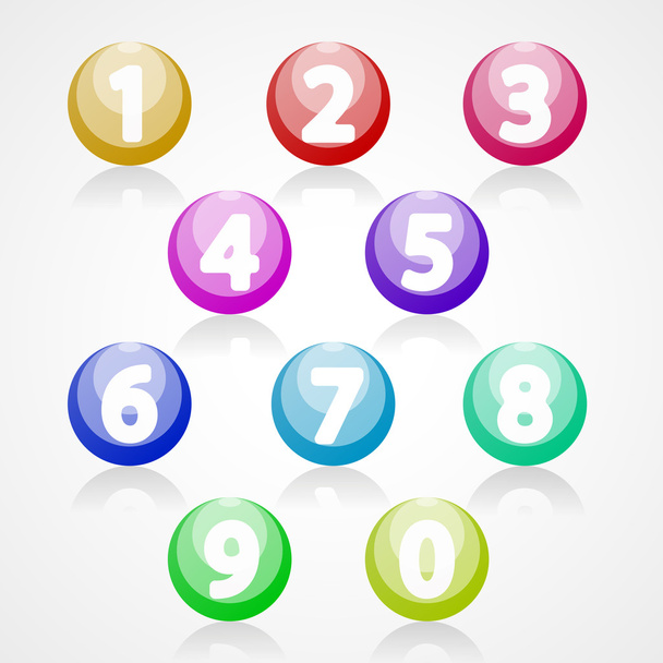 Набор чисел, красочный иконка веб
 - Вектор,изображение