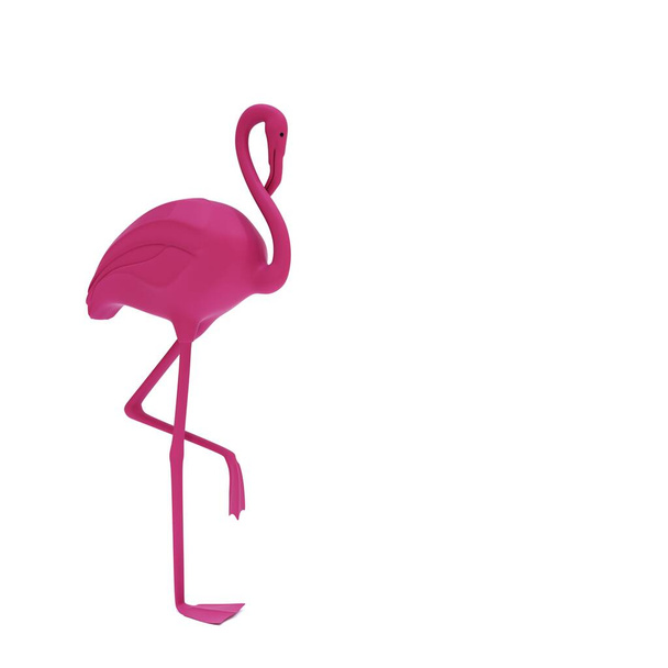 3D illusztráció. Rózsaszín flamingó, fehér háttérrel. Flamingó madár illusztráció design a háttérben. Flamingók, ragyogó madarak. Nyomtatás nyomtatáshoz, pólókhoz és textilekhez. Kiolvasztás. - Fotó, kép
