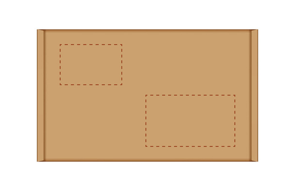 Üst görünümde karton kutu, kahverengi kutu veya beyaz üzerinde izole kraft paket sandık kutusu - Vektör, Görsel