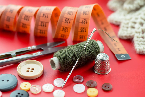 Threads, needles and sewing items. - Photo, Image