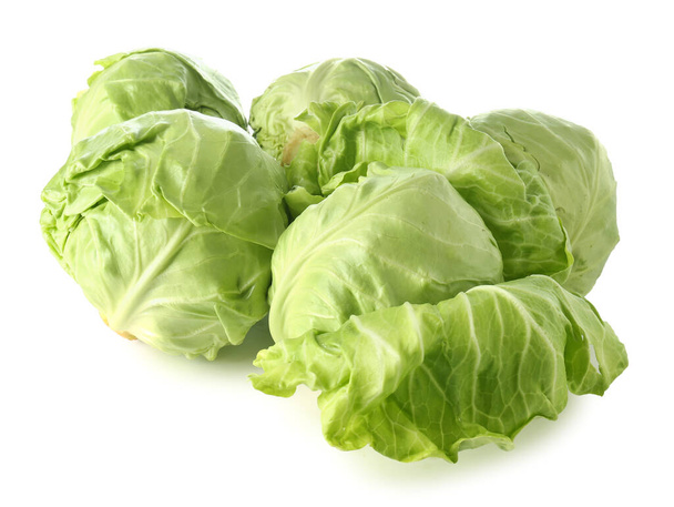 Fresh cabbages on white background - Photo, Image