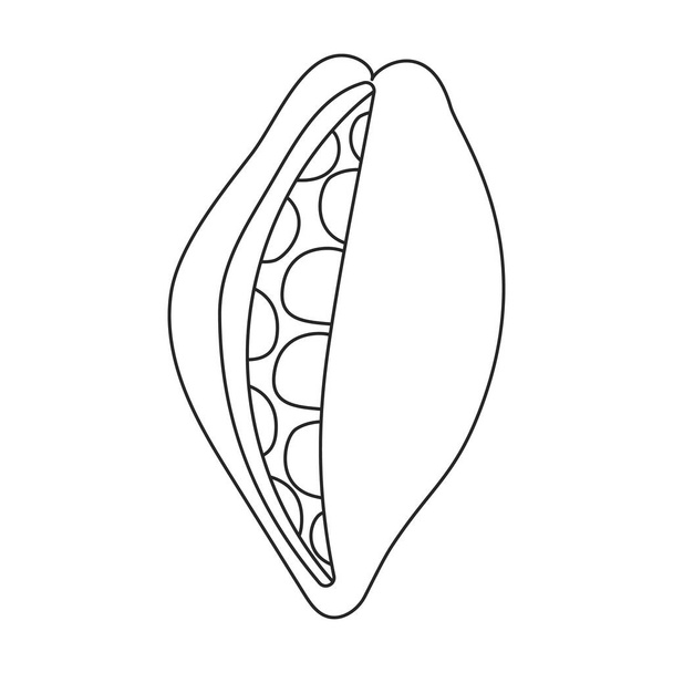 Kakaobohne-Vektorumriss-Symbol. Vektorillustration Kakao auf weißem Hintergrund. Isolierte Umrisse illustrieren Ikone der Kakaobohne . - Vektor, Bild
