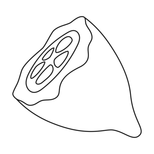 Kakaobohne-Vektorumriss-Symbol. Vektorillustration Kakao auf weißem Hintergrund. Isolierte Umrisse illustrieren Ikone der Kakaobohne . - Vektor, Bild