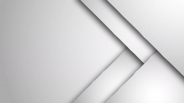 4k Hellgrau weißer Schleifenverlauf abstrakter Hintergrund mit diagonalen Linien. Business Video Unternehmenspräsentation. Moderne Streifentechnik BG. Leerzeichen im Text. - Filmmaterial, Video