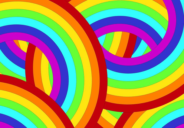 Estampado arco iris con rojo, naranja, amarillo, verde, azul claro, azul oscuro y púrpura - Vector, Imagen