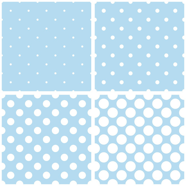 Patrón vectorial de azulejos con lunares blancos sobre un fondo azul pastel bebé
. - Vector, Imagen