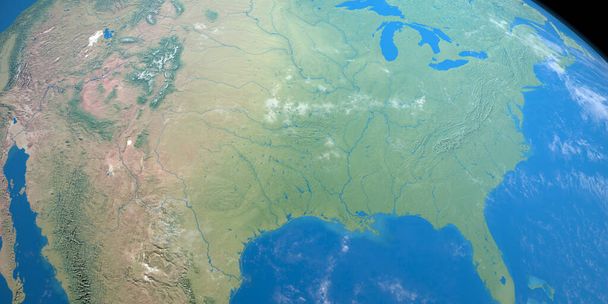 Řeka Mississippi na planetě Zemi, letecký pohled z vesmíru - Fotografie, Obrázek