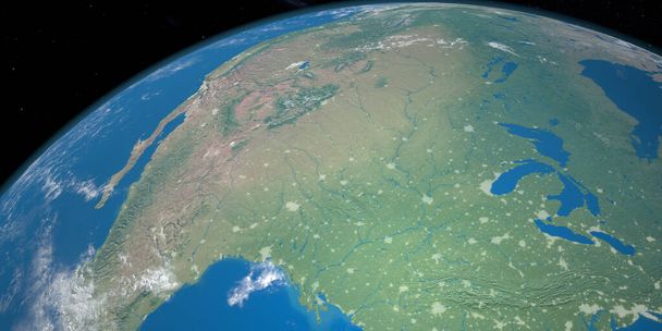 Река Миссури на планете Земля, вид из космоса - Фото, изображение