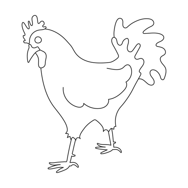 Cock vector outline icon. Vector illustration rooster on white background. Isolated outline illustration icon of cock. - Vektor, kép
