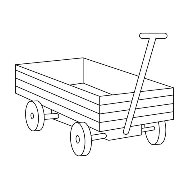 Garden wagon vector outline icon. Vector illustration farm cart on white background. Isolated outline illustration icon of garden wagon. - Vecteur, image