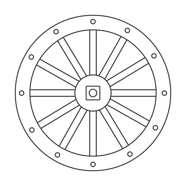 Wheel cart vector outline icon. Vector illustration wood cartwheel on white background. Isolated outline illustration icon of wood wheel cart. - Vector, Image