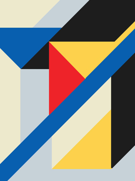 Mondrian and Kandinsky art influence with geometric shape. Edgy shape and bold shape. straight and regular line. balanced shapes and structure. contrast tone. poster art for print and art industry. - Fotografie, Obrázek