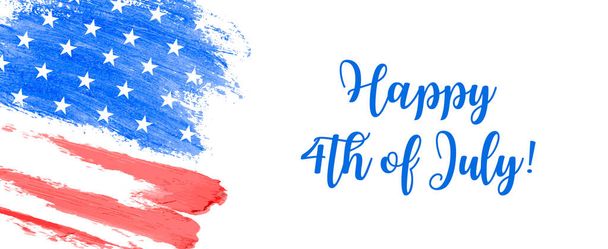 Abstract background with watercolor splashes in flag colors for USA Independence day holiday. Happy 4th of July Vector banner - Vector, Image