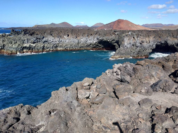 Casual view on the volcanic nature of the Tinajo, Las Palmas, Canary Islands, Spain - Photo, Image