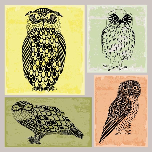 Different Owls - Vektor, kép