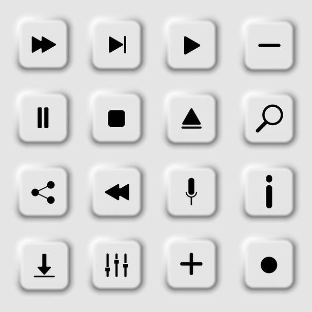 Icons for typical soundboard or player - Vetor, Imagem