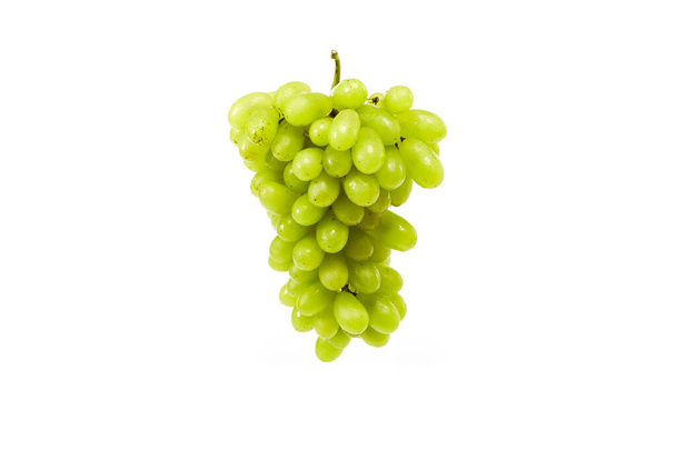 Tasty Bunch of fresh white grapes in mid-air on a white background - Photo, Image