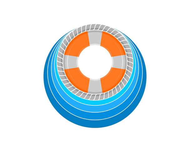 Жизненный буй на логотипе голубой волны - Вектор,изображение