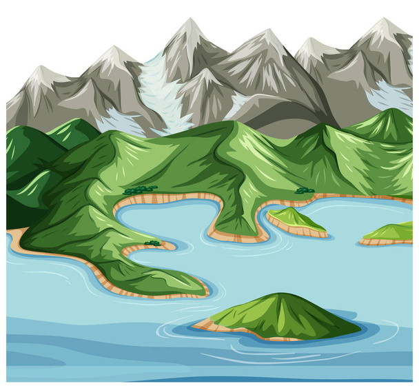 Land and water geography landscape illustration - Vector, Image