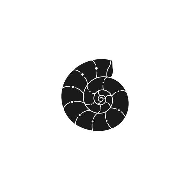 Seashell Outline in uno stile minimale alla moda. Illustrazione vettoriale di un Nautilus per logo, sito web, stampa di magliette, tatuaggio - Vettoriali, immagini