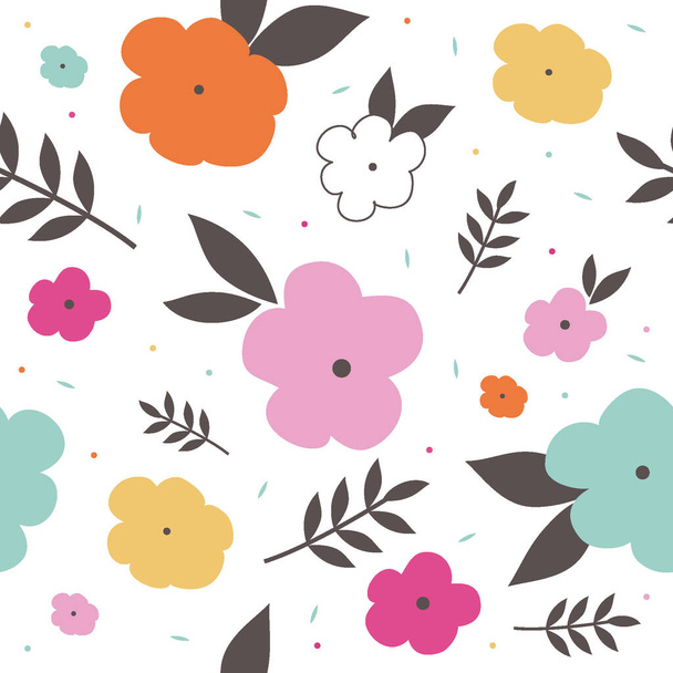 colorful flower pattern with leaf and small circle - Vektor, Bild