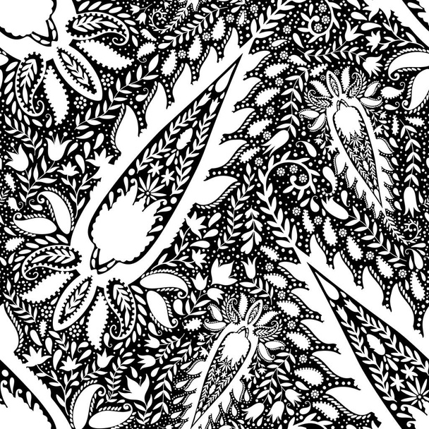 Nahtlose Muster Paisley Ornament Folk Flower.Floral Motiv rustikalen Paisley Style.The eleganten ethnischen Druck Stoff. - Vektor, Bild