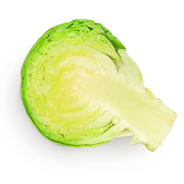 Brussel Sprout isolated on white background.  Top view. Half of  brussel cabbage macro, studio phot - Photo, Image