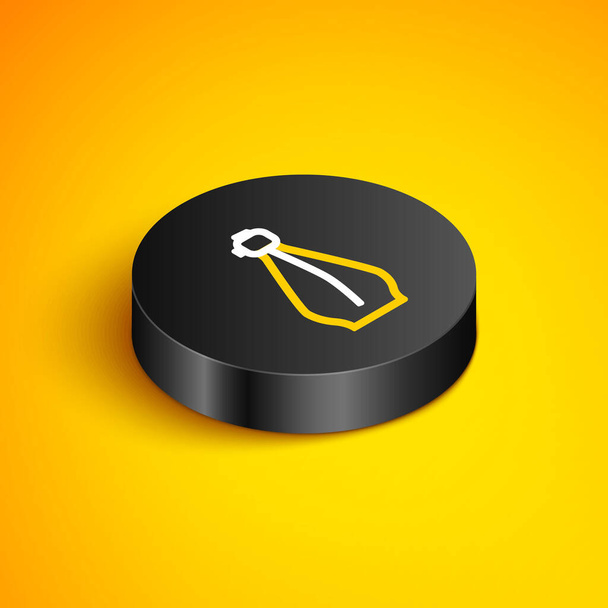 Icono de perfume de línea isométrica aislado sobre fondo amarillo. Botón círculo negro. Vector - Vector, imagen