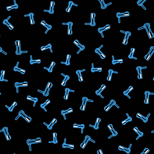 Line Router and wi-fi signal icon isolated seamless pattern on black background. Wireless ethernet modem router. Computer technology internet.  Vector - Διάνυσμα, εικόνα