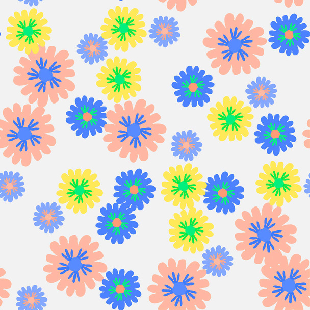 Simple cute pattern in small flowers. Shabby chic millefleurs. Floral seamless background for dress, manufacturing, wallpapers, print, gift wrap and scrapbooking. - Vektör, Görsel