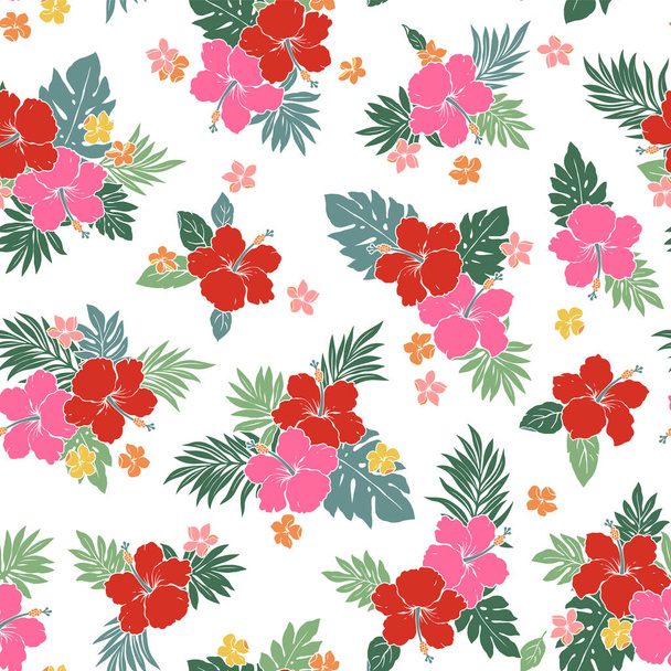 Tropical flower vector illustration material collection,I made a background illustration with hibiscus,It is a vector material, - Vektor, Bild