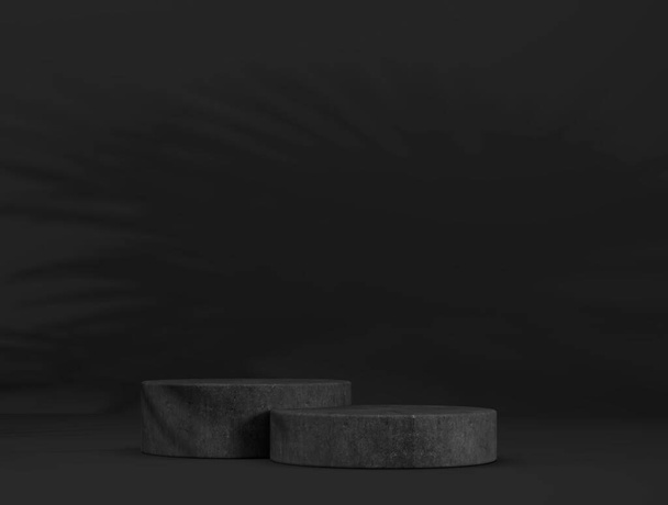 αφηρημένο πρότυπο ως στάδιο παρουσίασης με σκιά φύλλων μπροστά από το παρασκήνιο - 3D Εικονογράφηση - Φωτογραφία, εικόνα