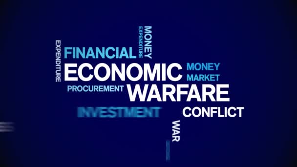 Ekonomik Savaş Canlandırılmış Etiket Kelime Bulutu, Metin Tasarım Animasyonsuz Döngü. - Video, Çekim