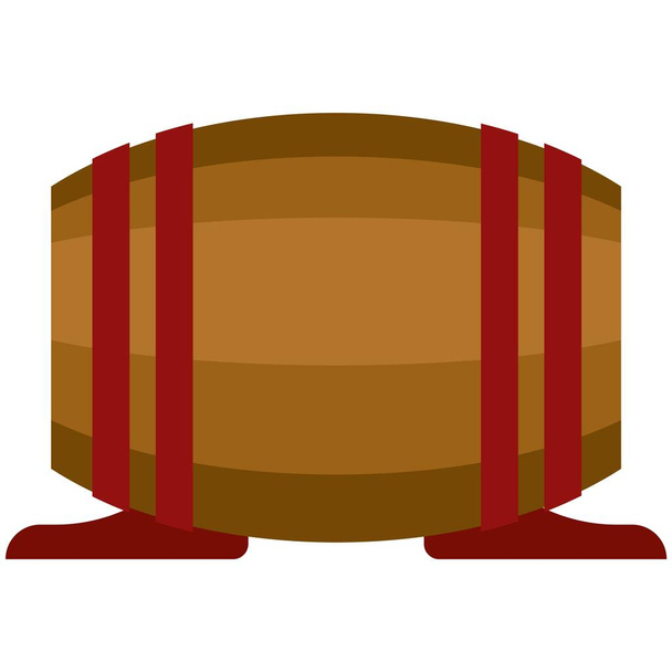 Barrel vector whiskey, wine or beer wood cask on white - Вектор,изображение