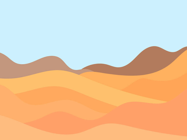 Paesaggio desertico con dune in stile minimalista. Design piatto. Arredamento Boho per stampe, poster e interior design. Arredo moderno di metà secolo. Illustrazione vettoriale - Vettoriali, immagini