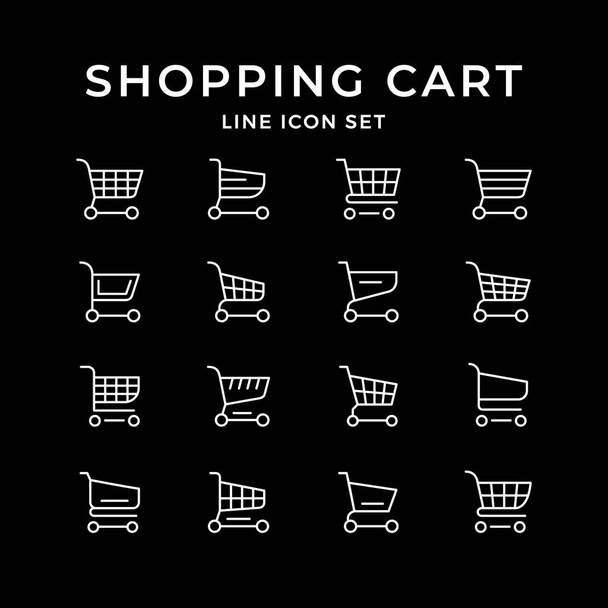Establecer iconos de línea de carrito de compras - Vector, imagen
