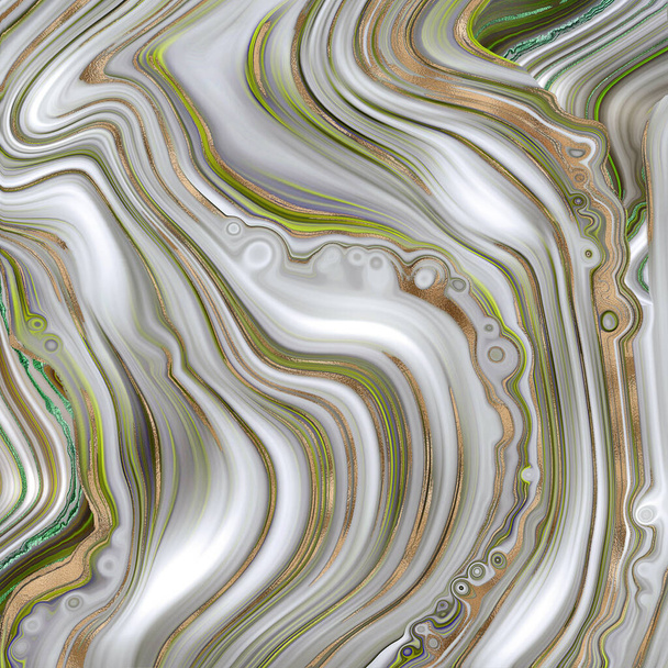 Abstract agate marble in pastel green with gold veins. Illustration - Photo, Image