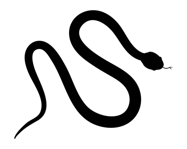 Snake zwart silhouet icoon. Zwarte adder op een witte achtergrond. Minimalistisch icoon van een slang. - Vector, afbeelding