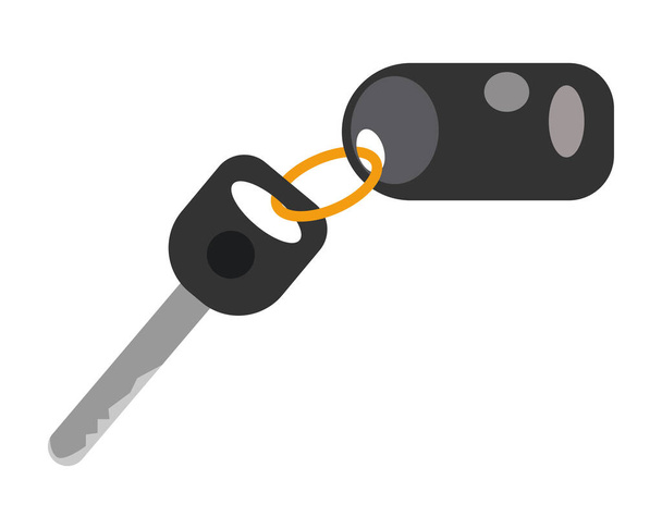 Automobile key flat illustration. Black remote key with buttons. Simple design. Auto start key - Vector, Image
