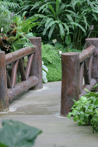 der kleine Park mit Holzbrücke und Teich - Foto, Bild