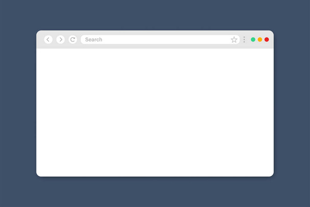 Απλό παράθυρο Browser σε σκούρο μπλε φόντο. Μοντέρνο mockup browser. Κενή ιστοσελίδα με γραμμή αναζήτησης. Διασύνδεση. Εικονογράφηση διανύσματος. - Διάνυσμα, εικόνα