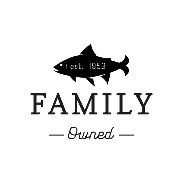 Trout logo with Family Owned lettering in vector. - Vektor, Bild