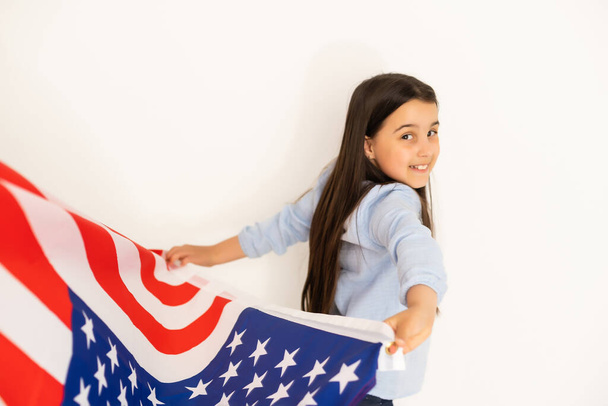 Kislány ünnepel minket függetlenség napja - Fotó, kép