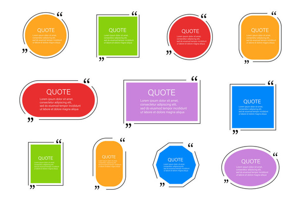Quote bubbles set. Frame box for a quote. Place for your text. Label with a phrace or saying. Different shape and color. Vector design elements. - Vector, Image